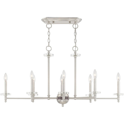 Eight Light Dimmable Chandelier With Shades
