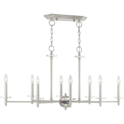 Eight Light Dimmable Chandelier With Shades
