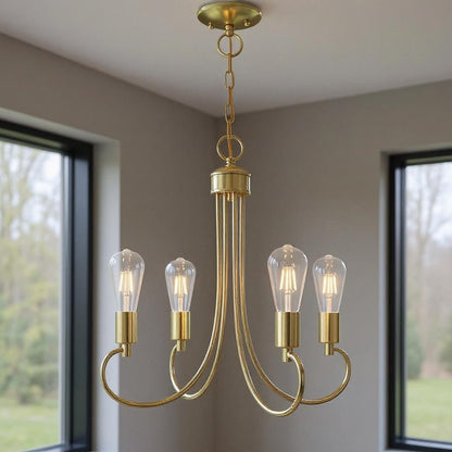Four Light Dimmable Chandelier With Shades