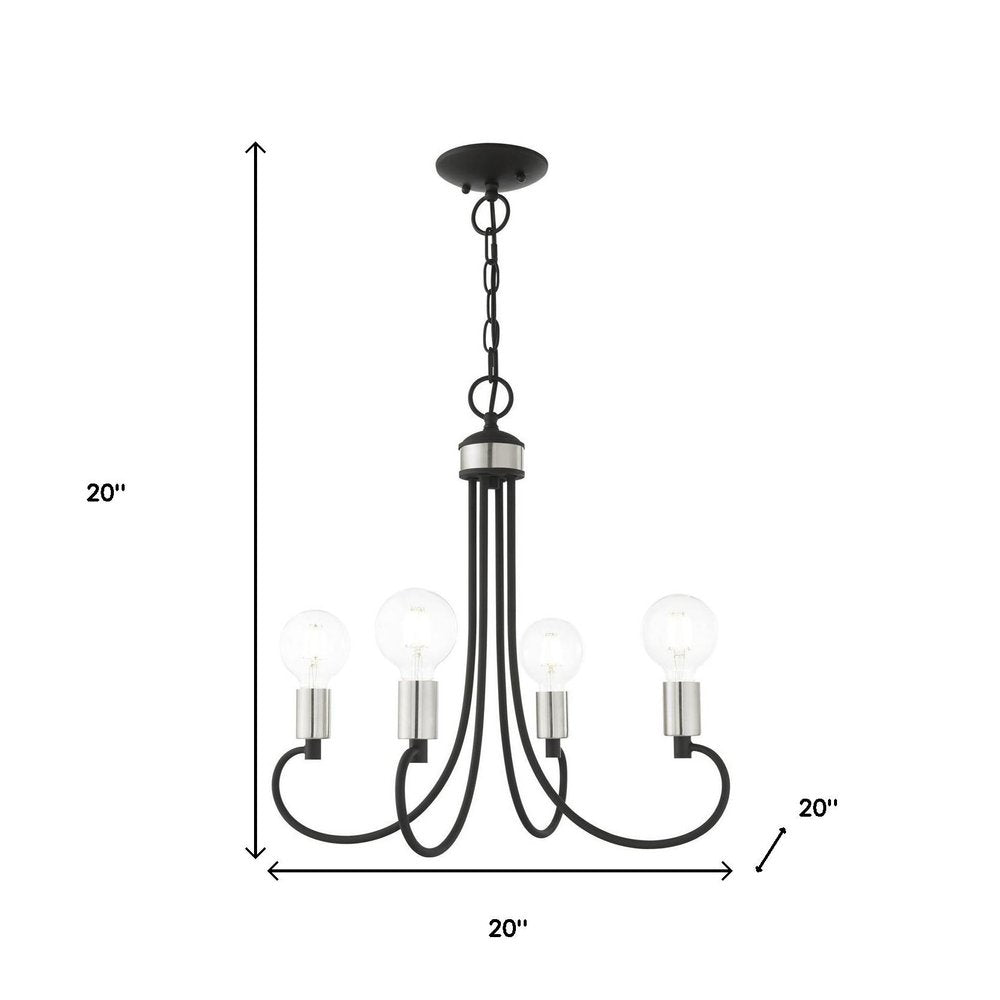 Four Light Dimmable Chandelier With Shades