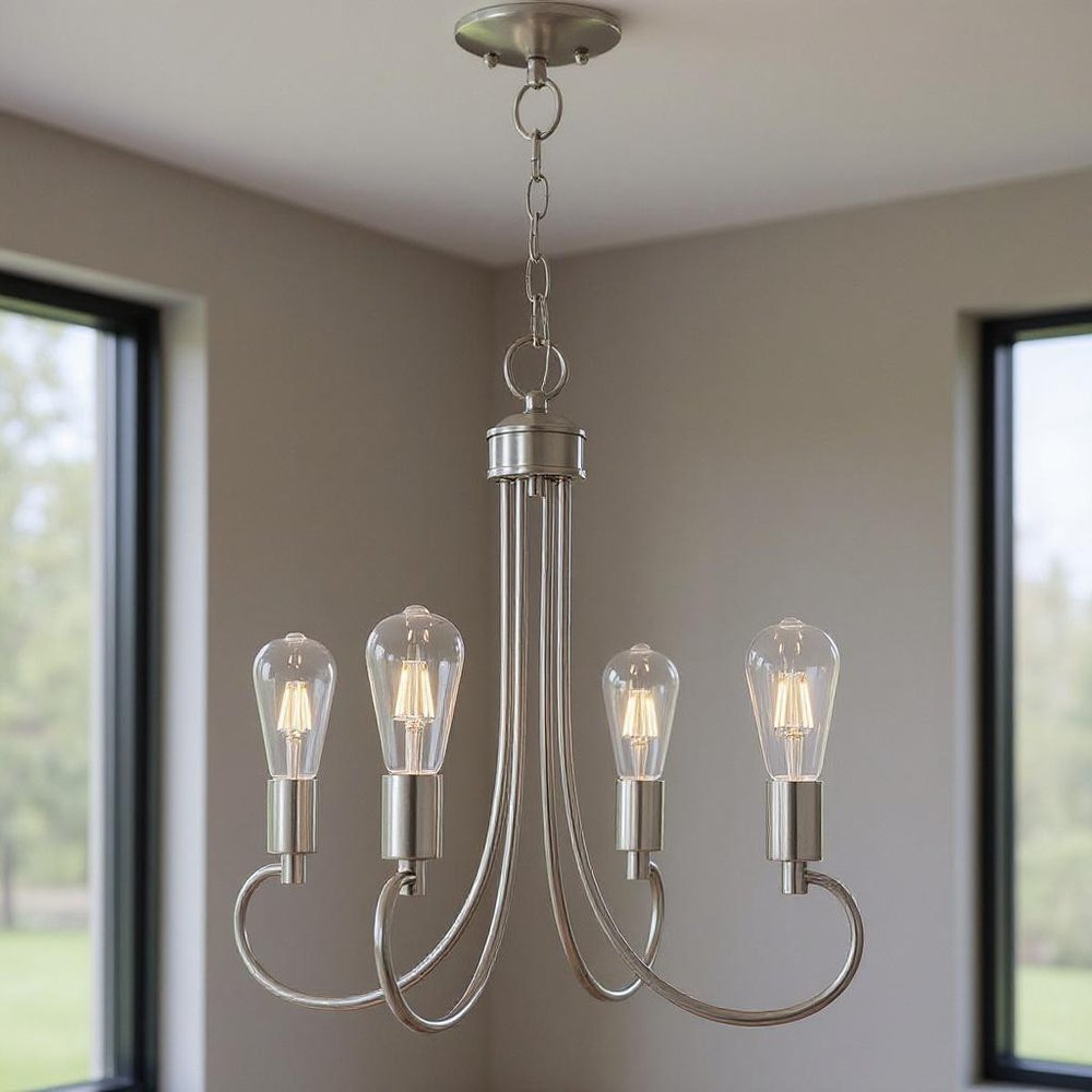 Four Light Dimmable Chandelier With Shades