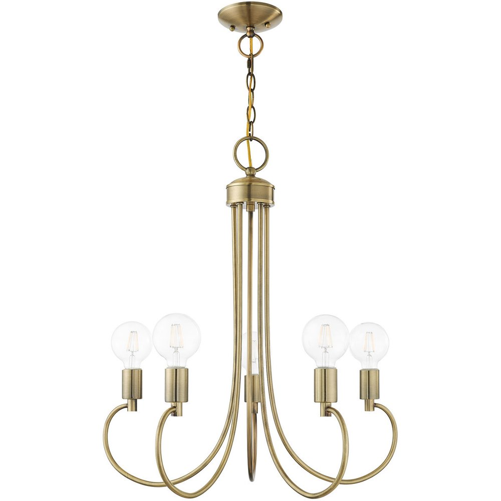 Five Light Dimmable Chandelier With Shades