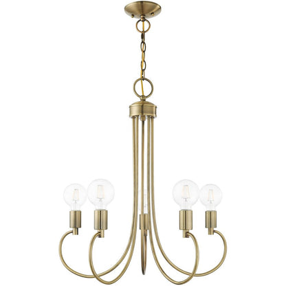 Five Light Dimmable Chandelier With Shades