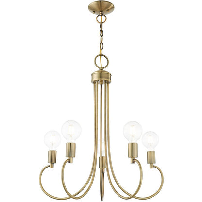 Five Light Dimmable Chandelier With Shades