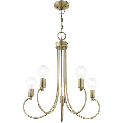 Five Light Dimmable Chandelier With Shades