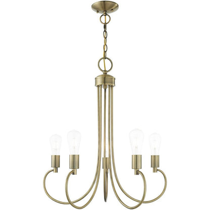 Five Light Dimmable Chandelier With Shades