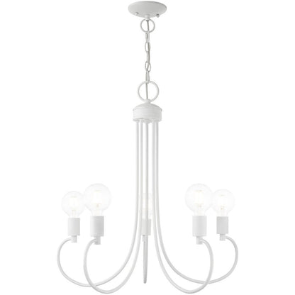 White Five Light Dimmable Chandelier With Shades