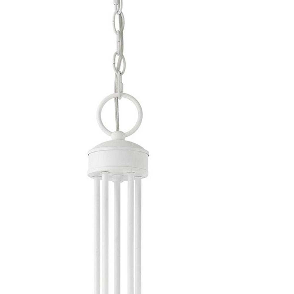 White Five Light Dimmable Chandelier With Shades