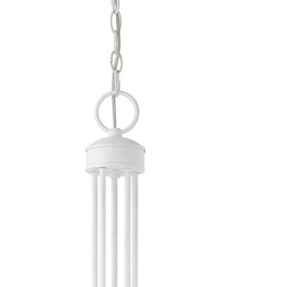 White Five Light Dimmable Chandelier With Shades