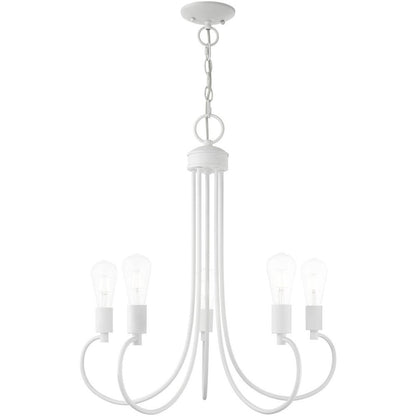 White Five Light Dimmable Chandelier With Shades