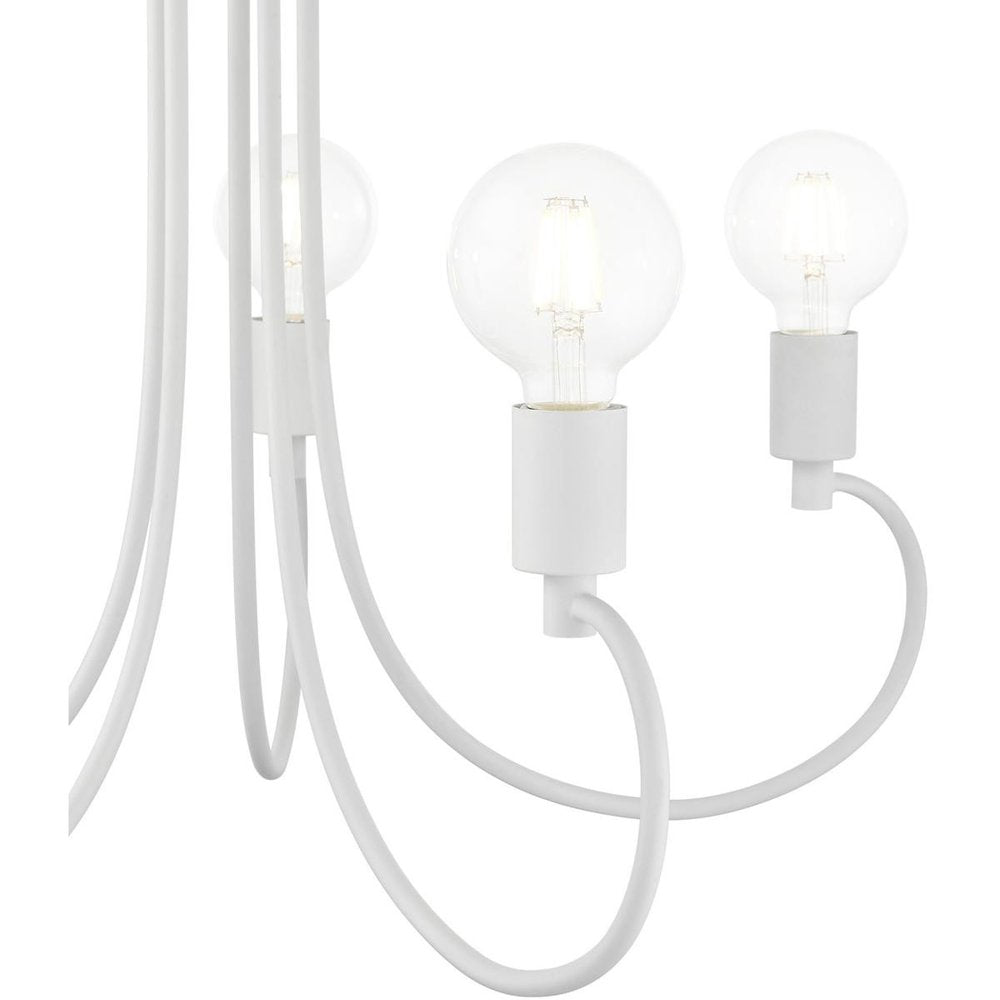 White Five Light Dimmable Chandelier With Shades