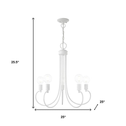 White Five Light Dimmable Chandelier With Shades