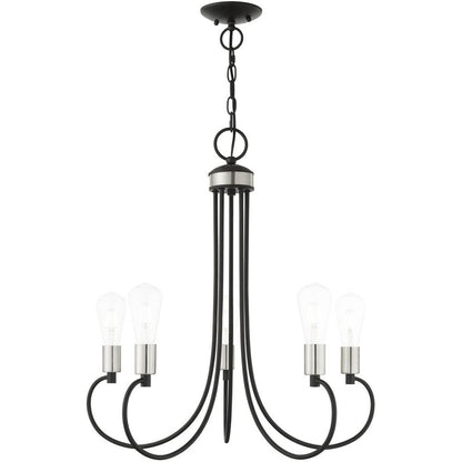 Five Light Dimmable Chandelier With Shades