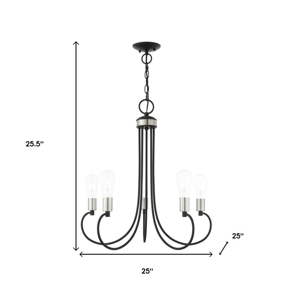 Five Light Dimmable Chandelier With Shades
