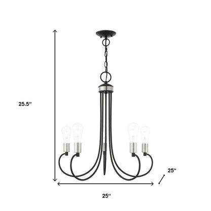 Five Light Dimmable Chandelier With Shades