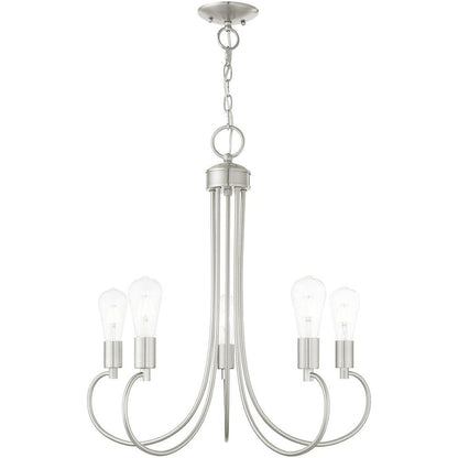 Five Light Dimmable Chandelier With Shades