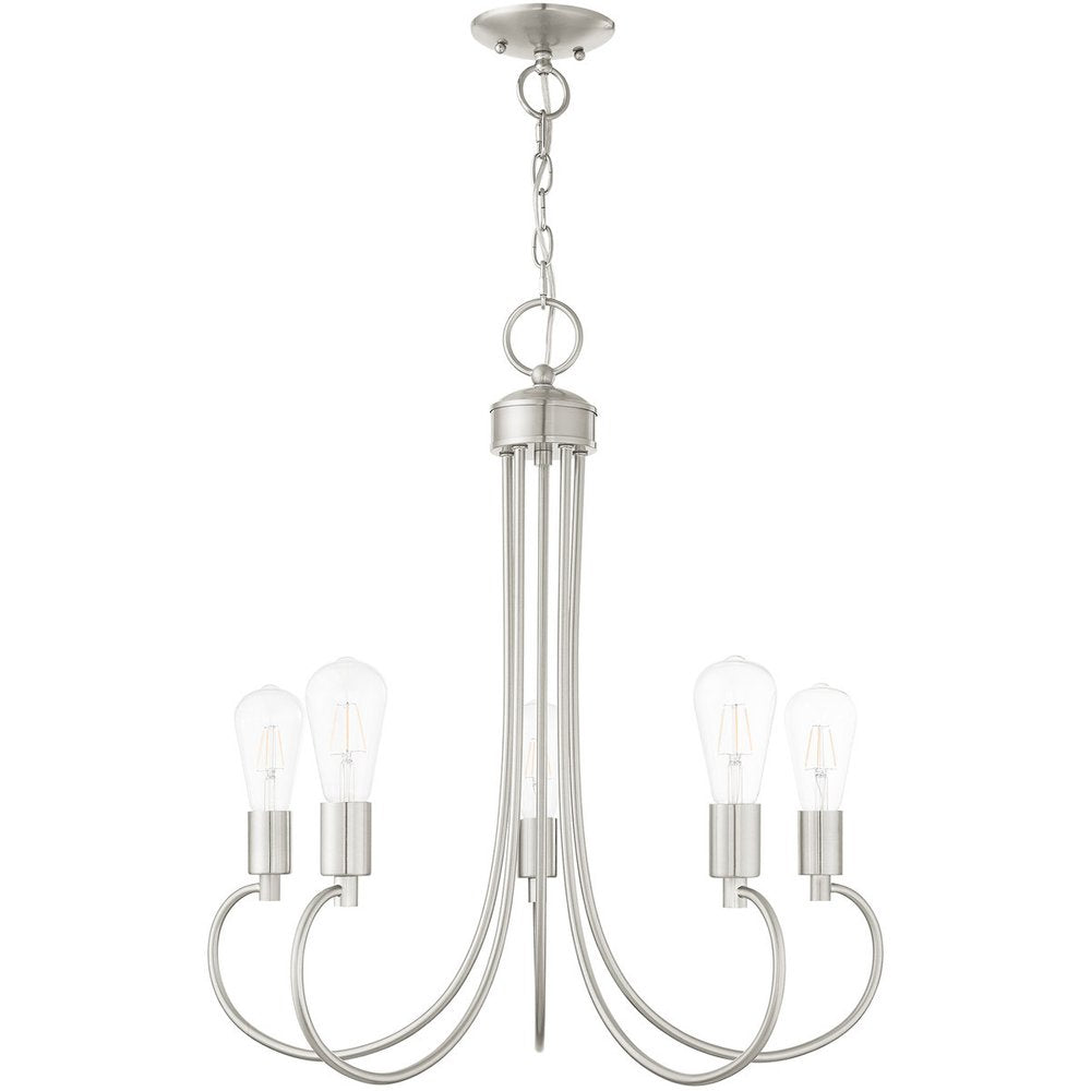 Five Light Dimmable Chandelier With Shades