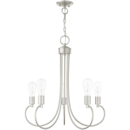 Five Light Dimmable Chandelier With Shades