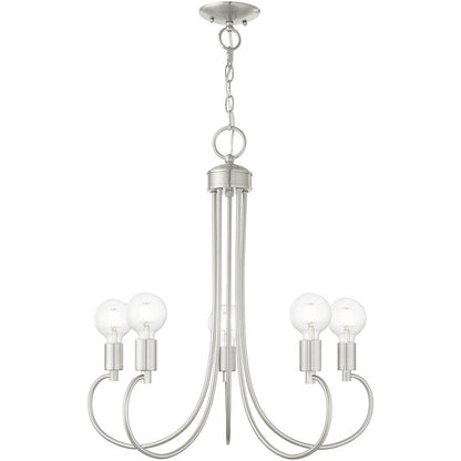 Five Light Dimmable Chandelier With Shades