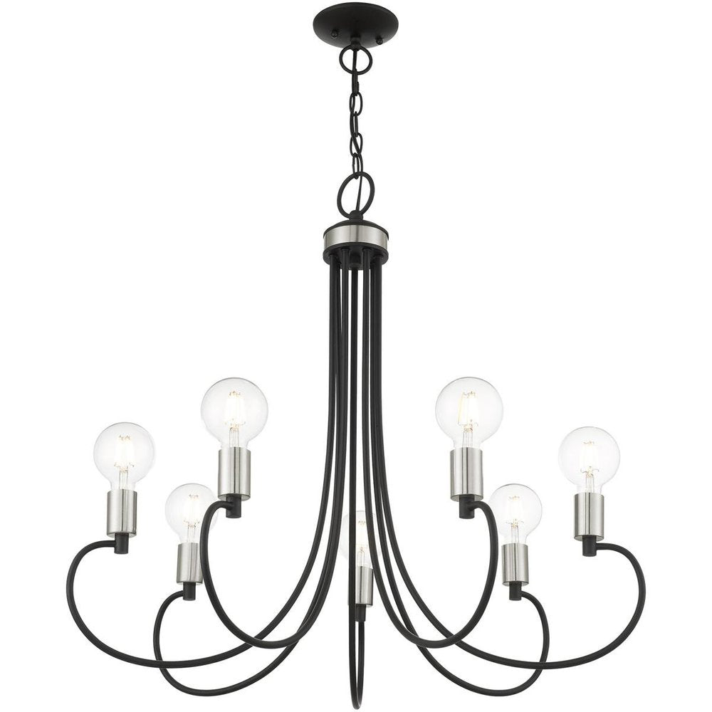 Seven Light Dimmable Chandelier With Shades
