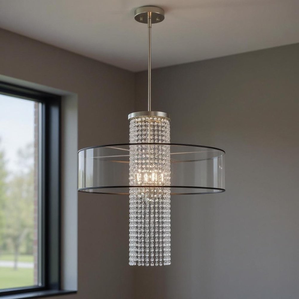 Four Light Dimmable Chandelier With Shades