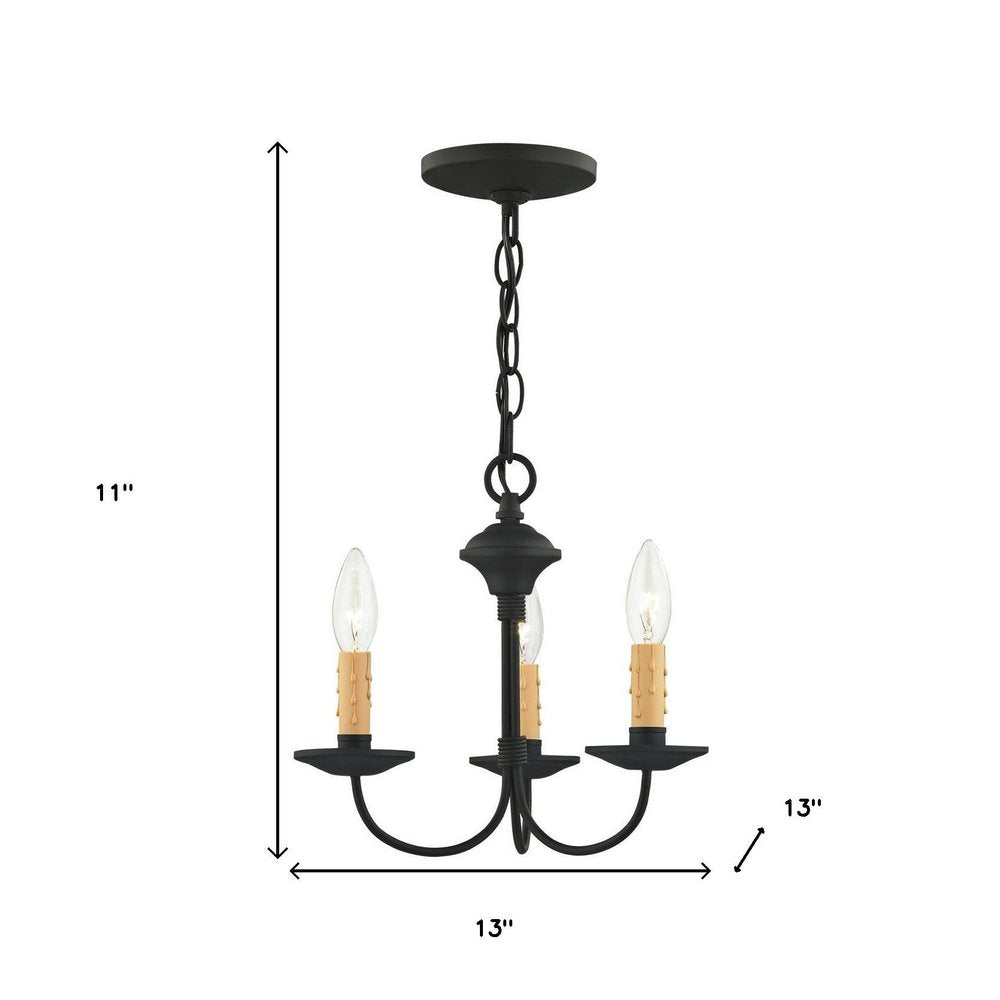 Black Three Light Dimmable Chandelier With Shades