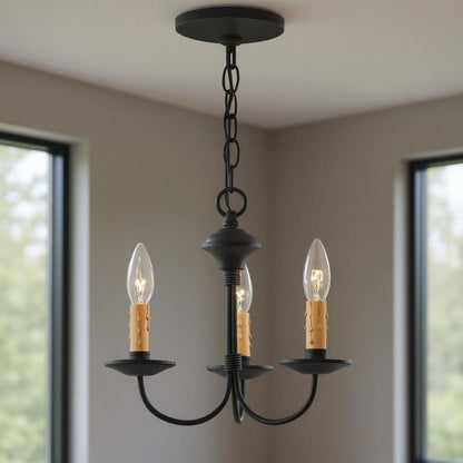 Black Three Light Dimmable Chandelier With Shades