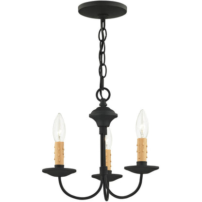 Black Three Light Dimmable Chandelier With Shades