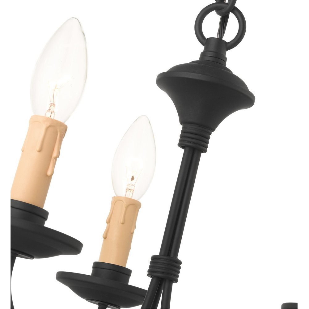 Black Three Light Dimmable Chandelier With Shades
