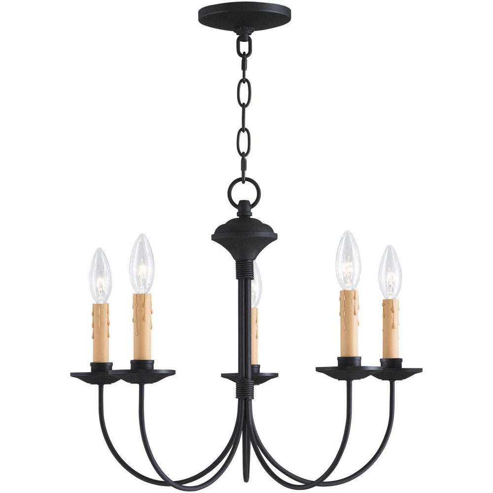 Black Five Light Dimmable Chandelier With Shades