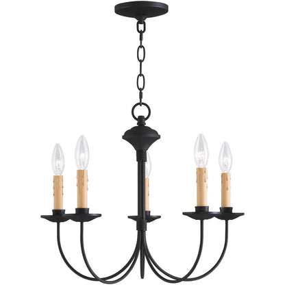 Black Five Light Dimmable Chandelier With Shades