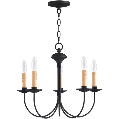 Black Five Light Dimmable Chandelier With Shades