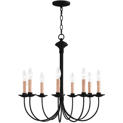 Black Eight Light Dimmable Chandelier With Shades