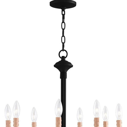 Black Eight Light Dimmable Chandelier With Shades