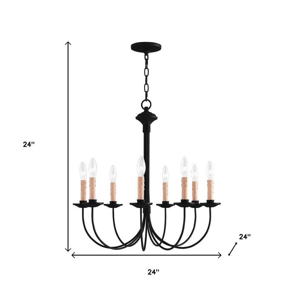 Black Eight Light Dimmable Chandelier With Shades