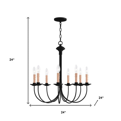 Black Eight Light Dimmable Chandelier With Shades