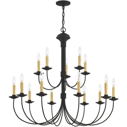 Black Multi Light Dimmable Chandelier With Shades