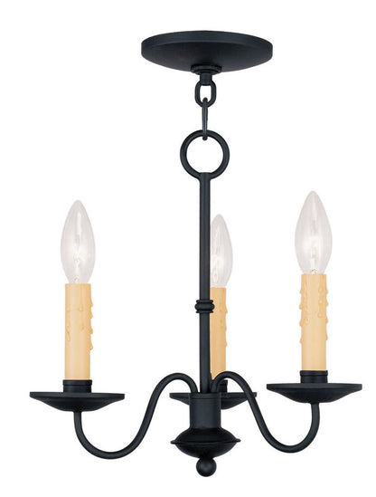 Black Three Light Dimmable Chandelier With Shades