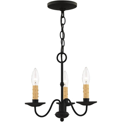 Black Three Light Dimmable Chandelier With Shades