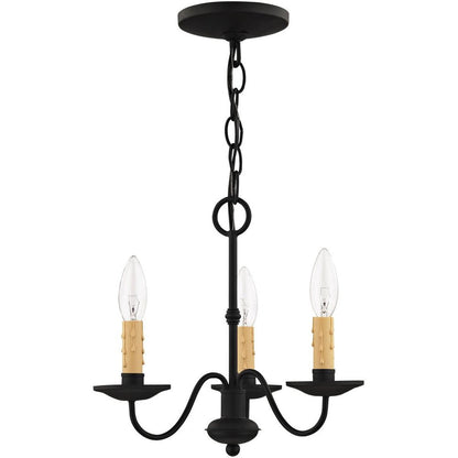 Black Three Light Dimmable Chandelier With Shades