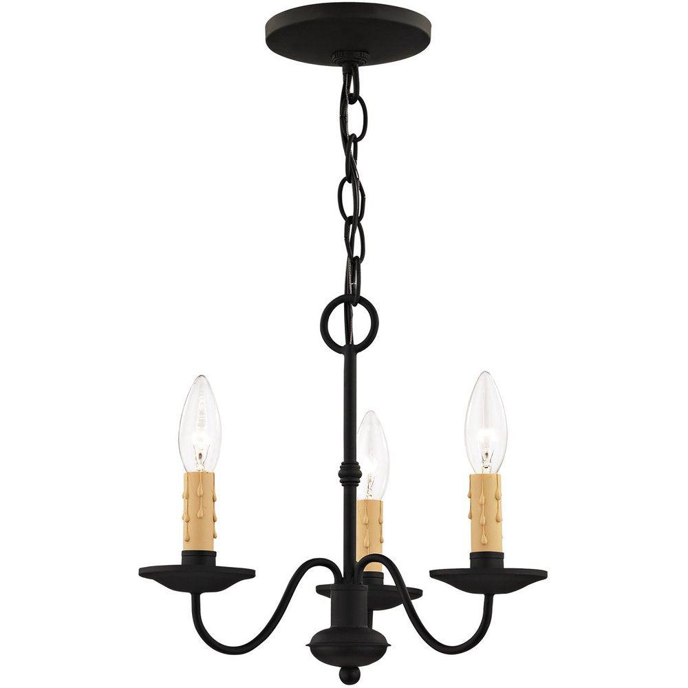 Black Three Light Dimmable Chandelier With Shades