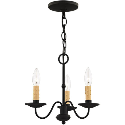 Black Three Light Dimmable Chandelier With Shades