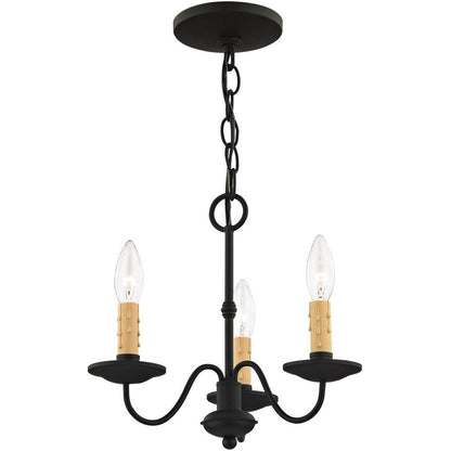 Black Three Light Dimmable Chandelier With Shades