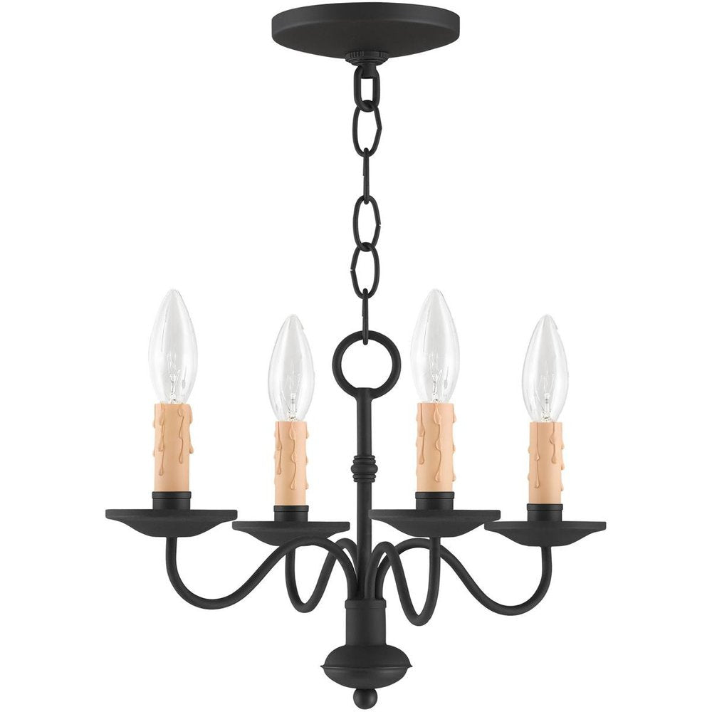 Black Four Light Dimmable Chandelier With Shades