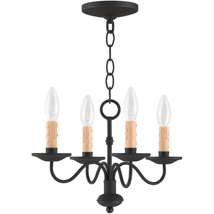 Black Four Light Dimmable Chandelier With Shades