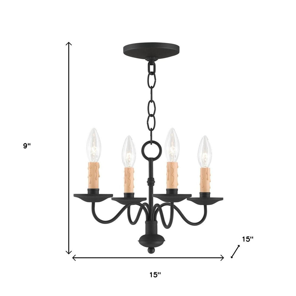 Black Four Light Dimmable Chandelier With Shades