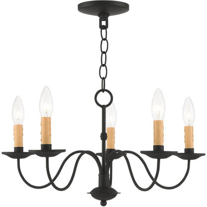 Black Five Light Dimmable Chandelier With Shades
