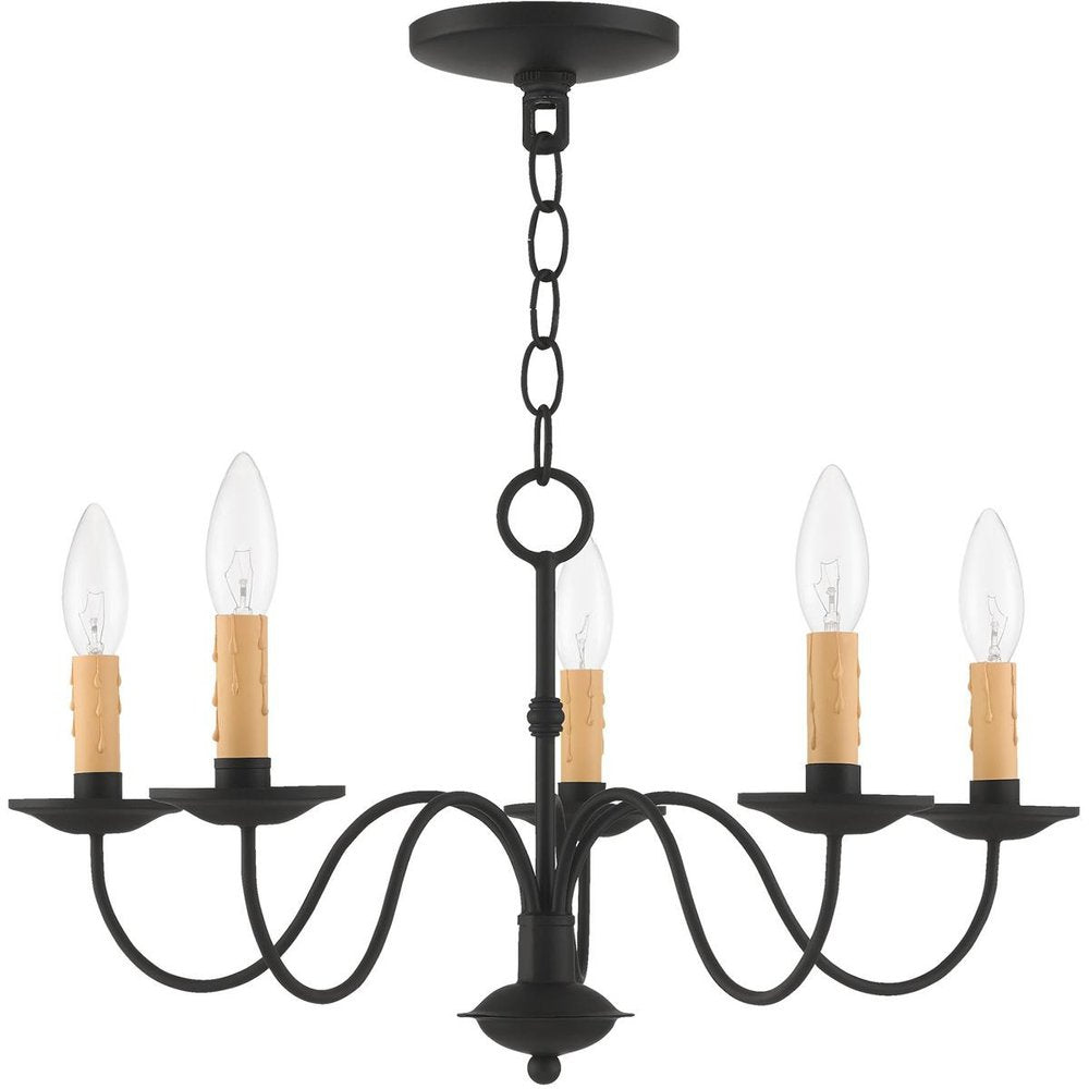 Black Five Light Dimmable Chandelier With Shades