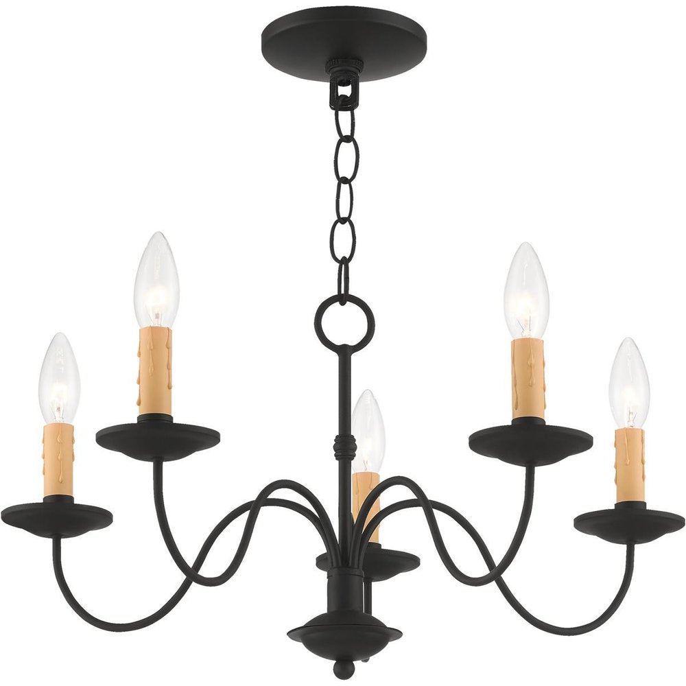 Black Five Light Dimmable Chandelier With Shades