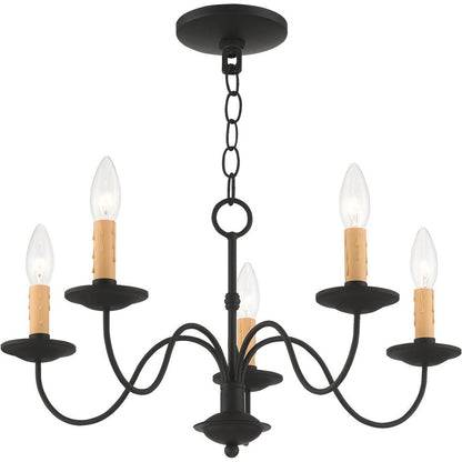 Black Five Light Dimmable Chandelier With Shades